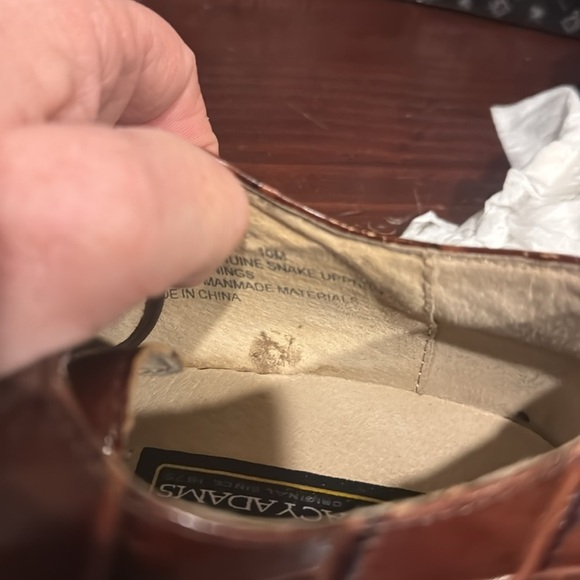 Stacy Adams genuine, snake skin, brown, cognac, leather lace up dress shoes 10 - Picture 5 of 16